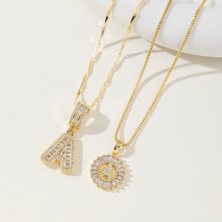 AISHA™ - Elegant 2-Pack Initial Letter Pendant Necklaces - MABEL LONDON