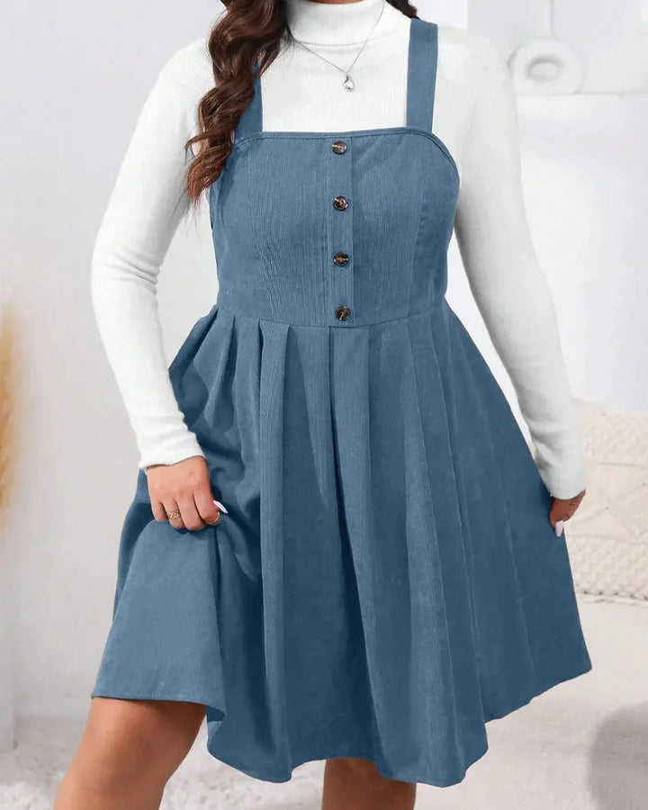 NADELEINE™ - Casual Plus Size Pleated A-Line Sleeveless Mini Dress - MABEL LONDON