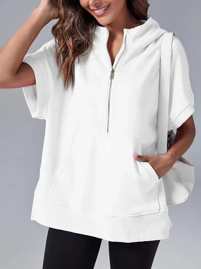HISPER™ - Relaxed Oversized Half-Zip Summer Hoodie - MABEL LONDON
