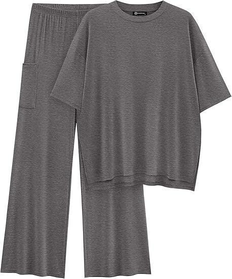 FILTA™ - Casual Basic Top and Elastic Waist Pants Set - MABEL LONDON