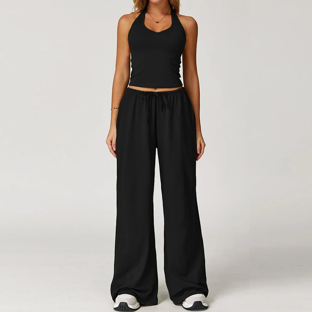 DINGDING™ - Casual Crop Tank Top and Wide Leg Pants Set - MABEL LONDON