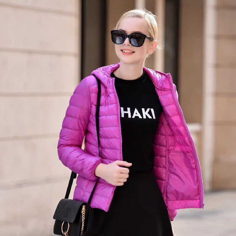 LIYANNA™ - Comfy Plus Size Lightweight Hooded Long Sleeve Puffer Jacket - MABEL LONDON