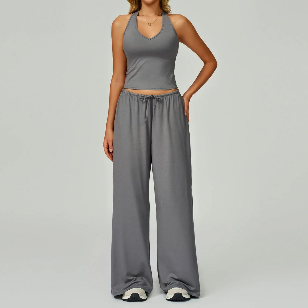 DINGDING™ - Casual Crop Tank Top and Wide Leg Pants Set - MABEL LONDON