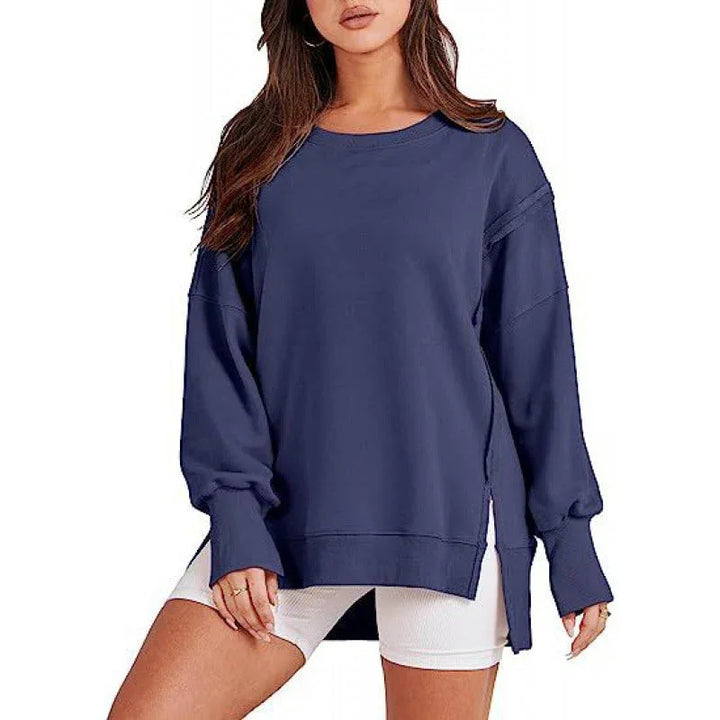 DAMIT™ - Casual Oversized Long Sleeve Crewneck Sweatshirt - MABEL LONDON