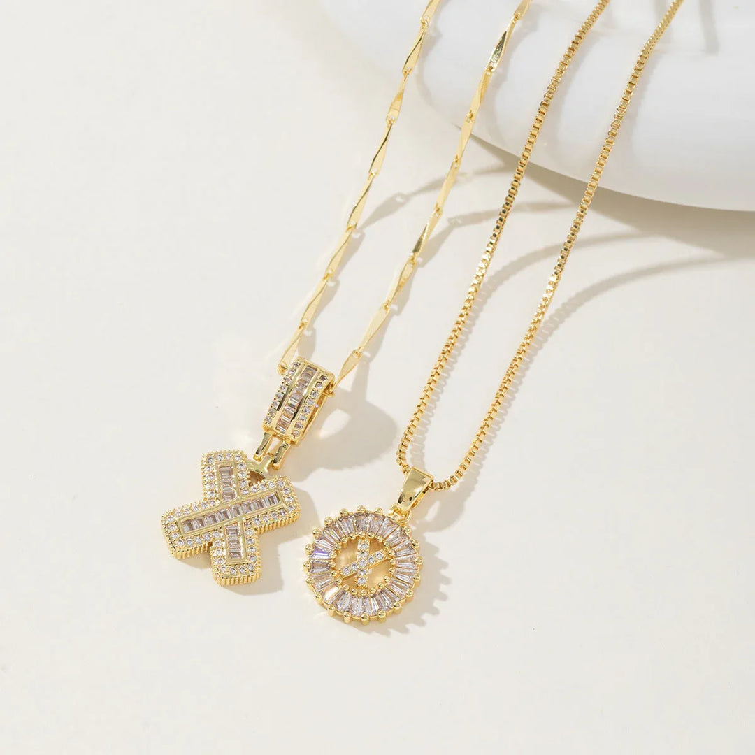 AISHA™ - Elegant 2-Pack Initial Letter Pendant Necklaces - MABEL LONDON