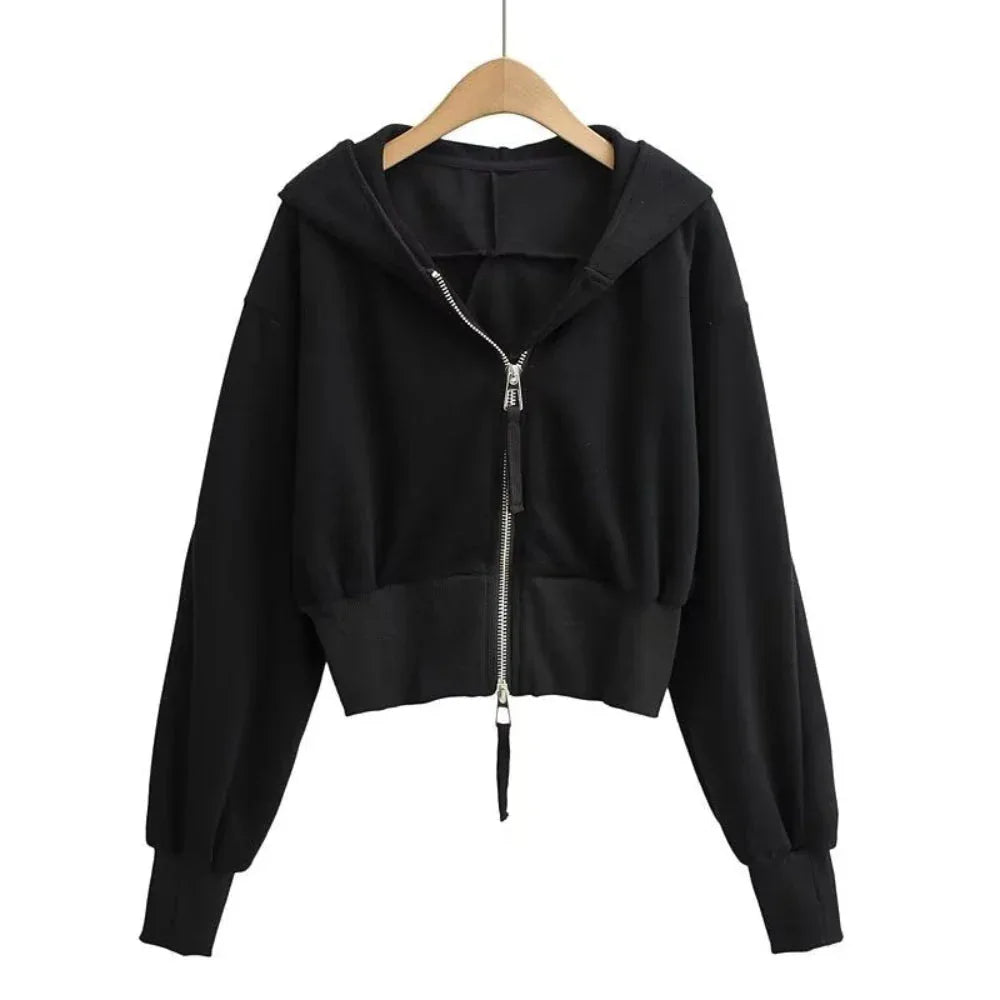 RESLEY™ - Chic Cropped Hooded Zipper Workout Jacket - MABEL LONDON