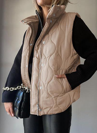 PAMMY™ - Classic Puffer Button Zip Up Collared Vest - MABEL LONDON