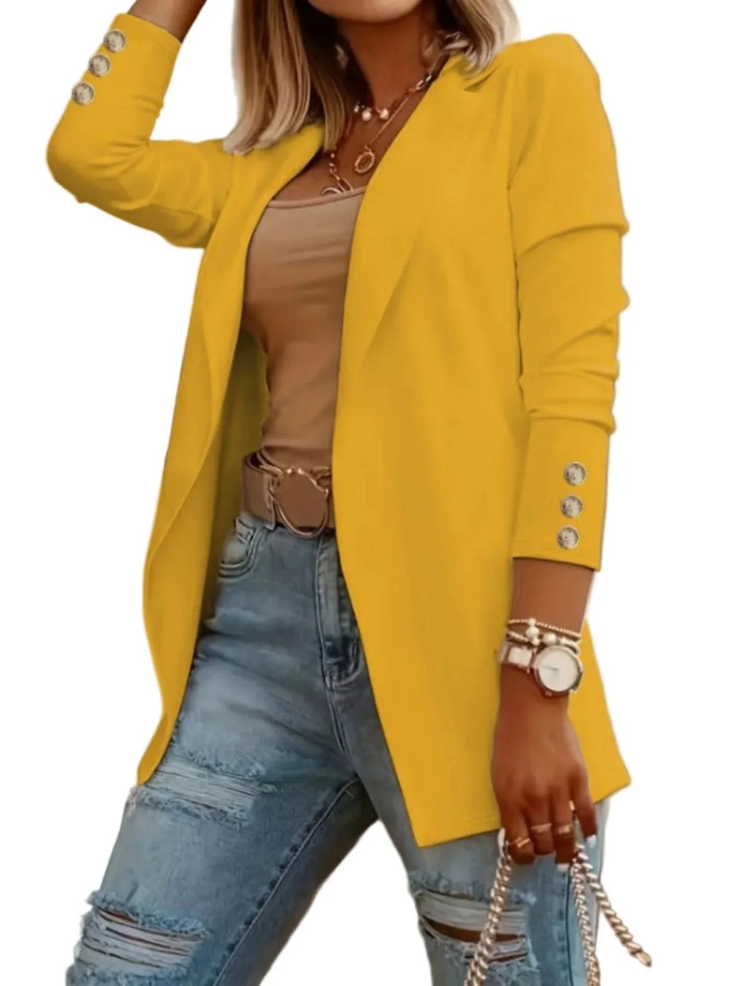 ODIN™ - Casual Long Sleeve Open Front Blazer - MABEL LONDON