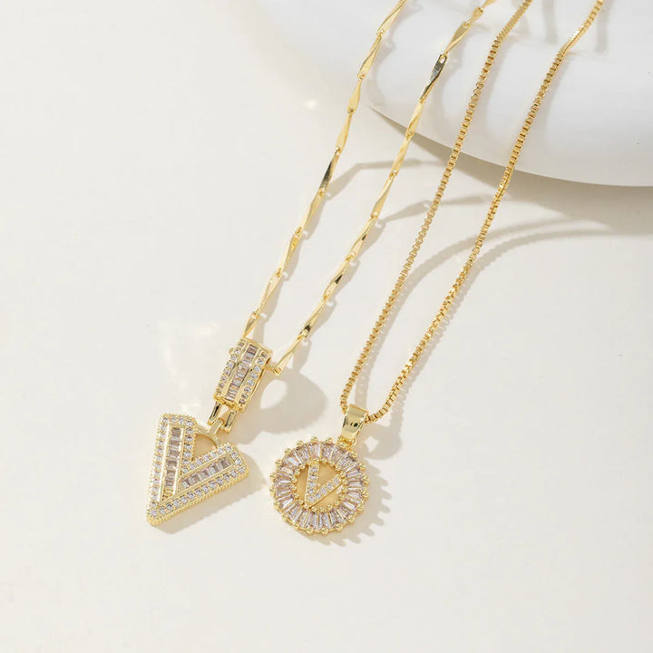 AISHA™ - Elegant 2-Pack Initial Letter Pendant Necklaces - MABEL LONDON