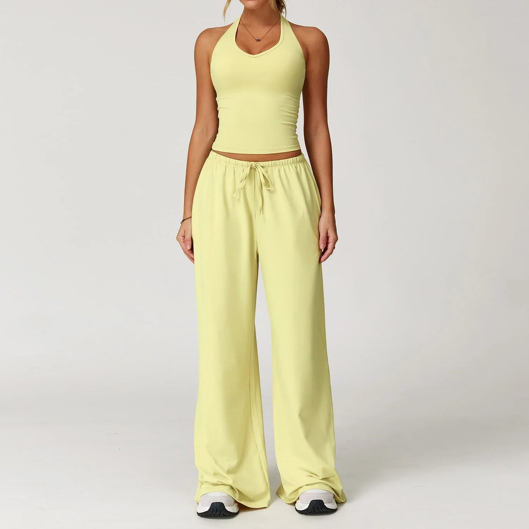 ARAYA™ - Casual Crop Tank Top and Wide Leg Pants Set - MABEL LONDON