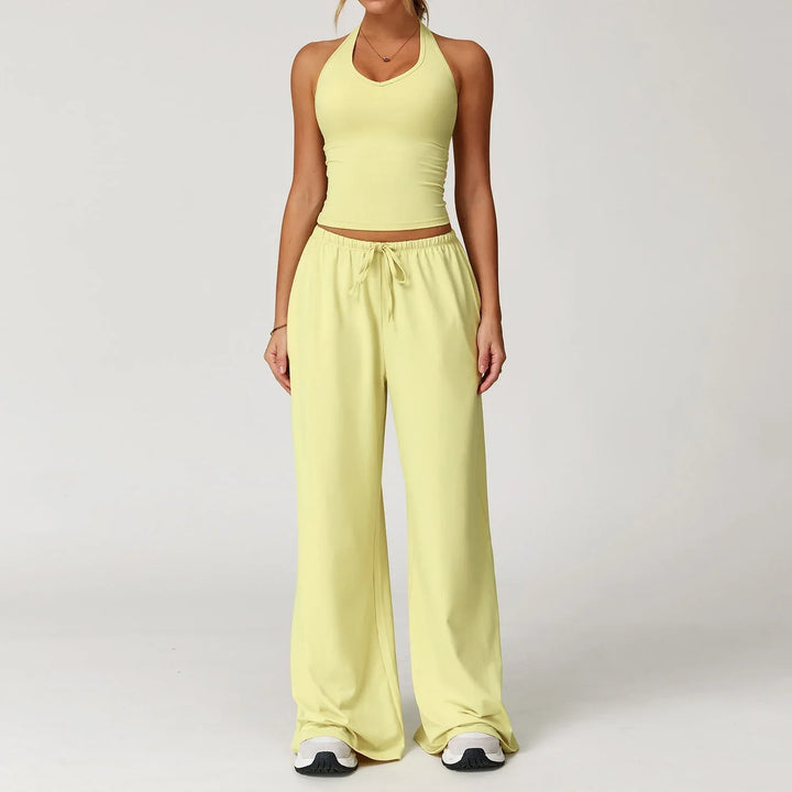 ARAYA™ - Casual Crop Tank Top and Wide Leg Pants Set - MABEL LONDON
