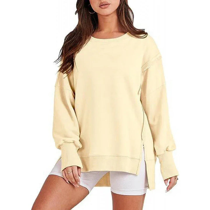 DAMIT™ - Casual Oversized Long Sleeve Crewneck Sweatshirt - MABEL LONDON