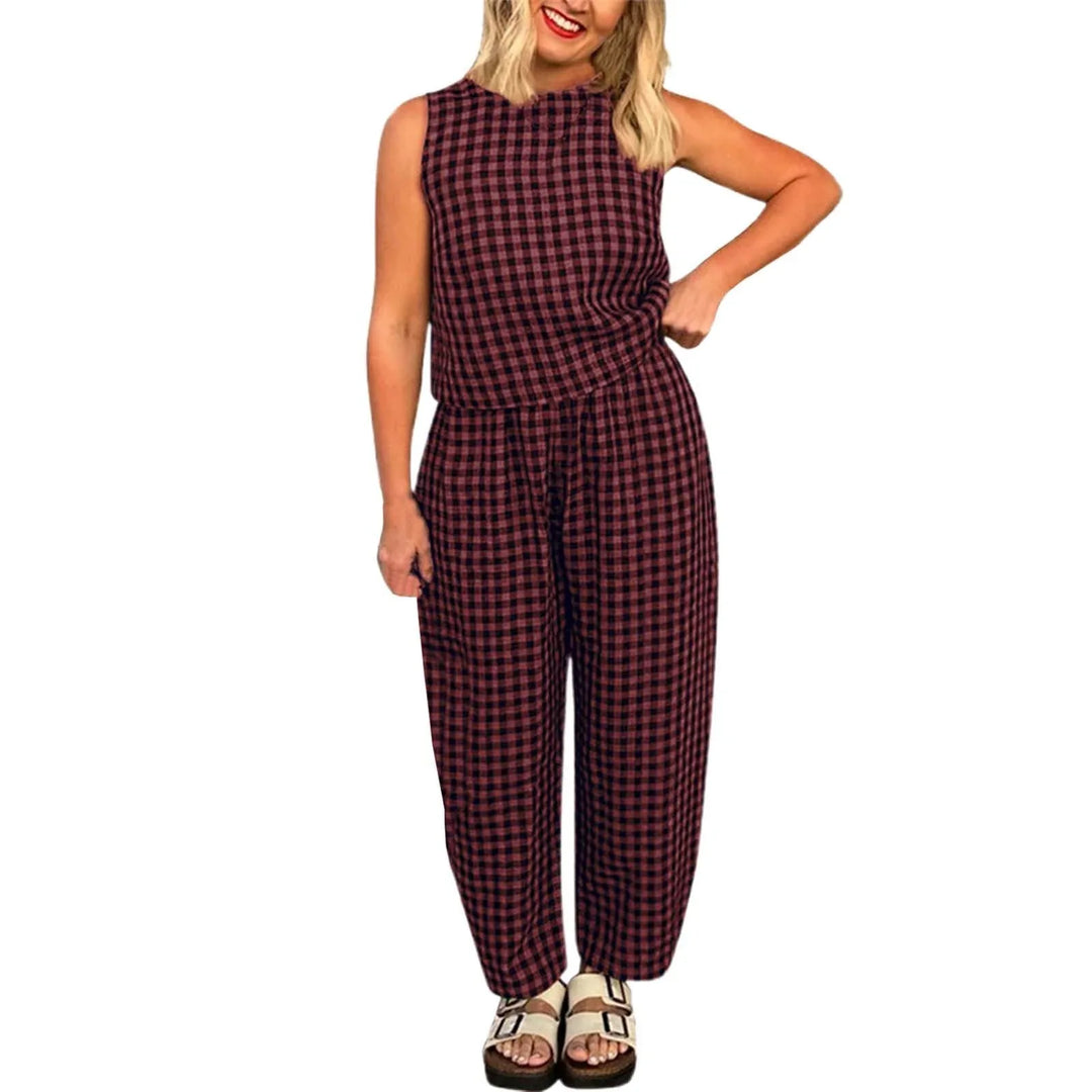 LEIGH™ - Lightweight Casual Sleeveless Two-Piece Loungewear - MABEL LONDON