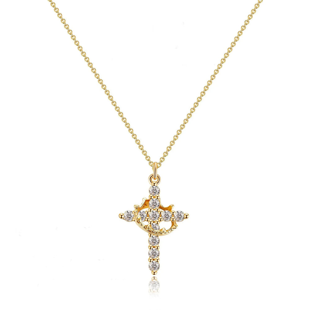 CLARISSE™ – Classic Cross & Crown Necklace - MABEL LONDON