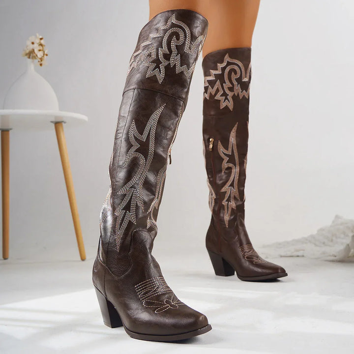 CHEYENNE™ – Classic Over-the-Knee Cowboy Boots - MABEL LONDON