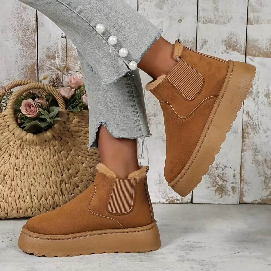 VERLIE™ - Comfy Faux Suede Slip-On Snow Short Boots - MABEL LONDON