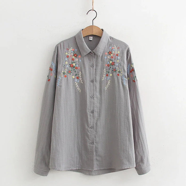 FLAVIE™ – Vintage Charm Embroidered Blouse - MABEL LONDON
