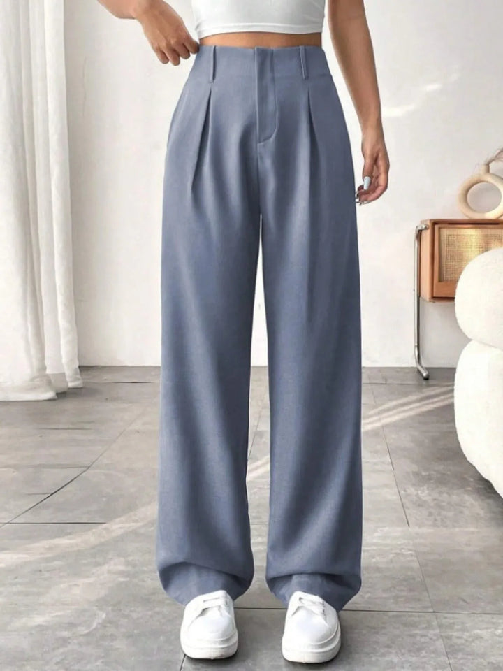 BELISIMA™ – Elegant Pleated Wide-Leg Office Trouser - MABEL LONDON