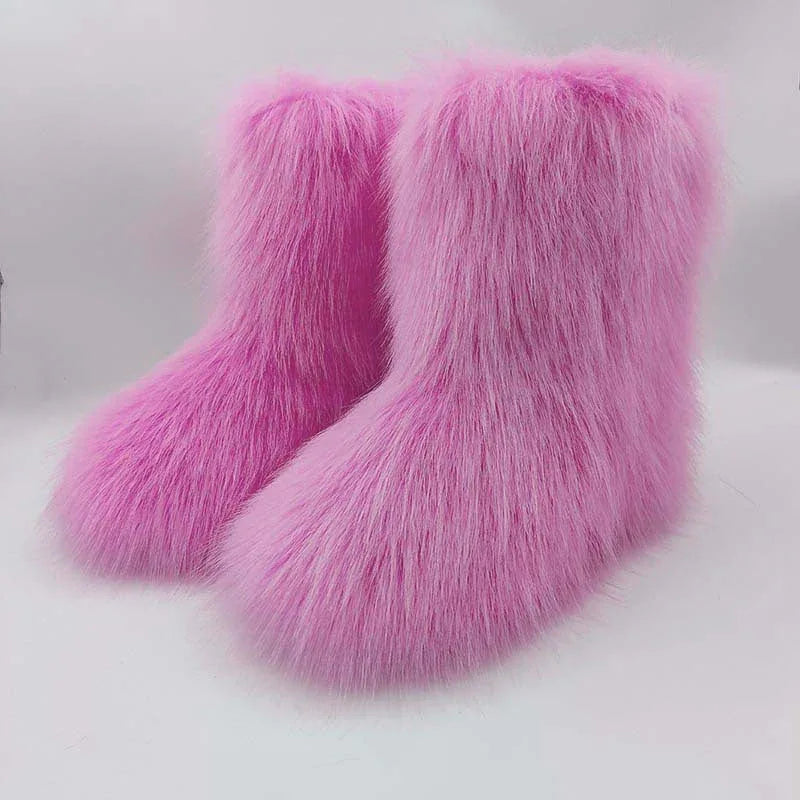 HIRA™ - Chic Trendy Furry Mid Length Winter Boots - MABEL LONDON