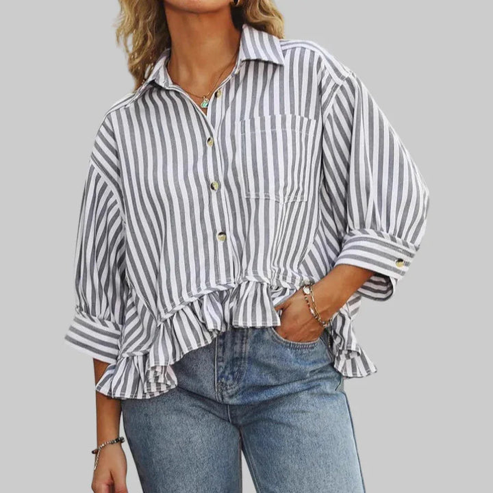 KOLET™ - Casual Summer Ruffled Button Down Blouse - MABEL LONDON