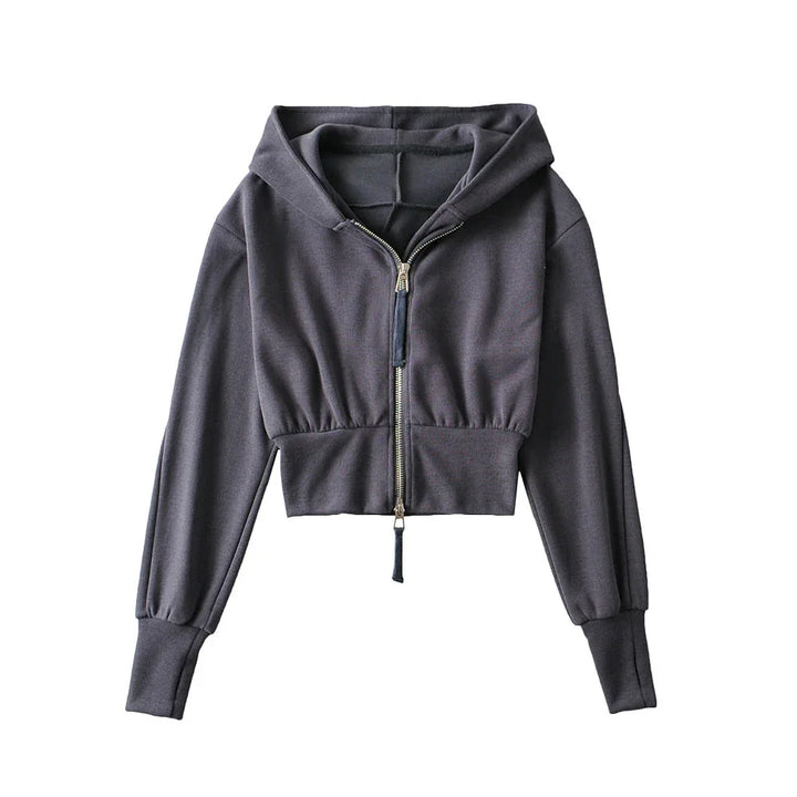 RESLEY™ - Chic Cropped Hooded Zipper Workout Jacket - MABEL LONDON