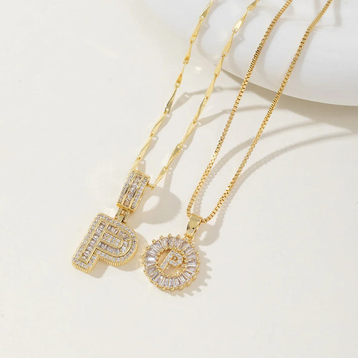 AISHA™ - Elegant 2-Pack Initial Letter Pendant Necklaces - MABEL LONDON