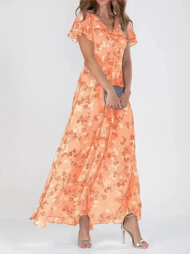 BRENDA™ – Flowing Floral Maxi Dress - MABEL LONDON