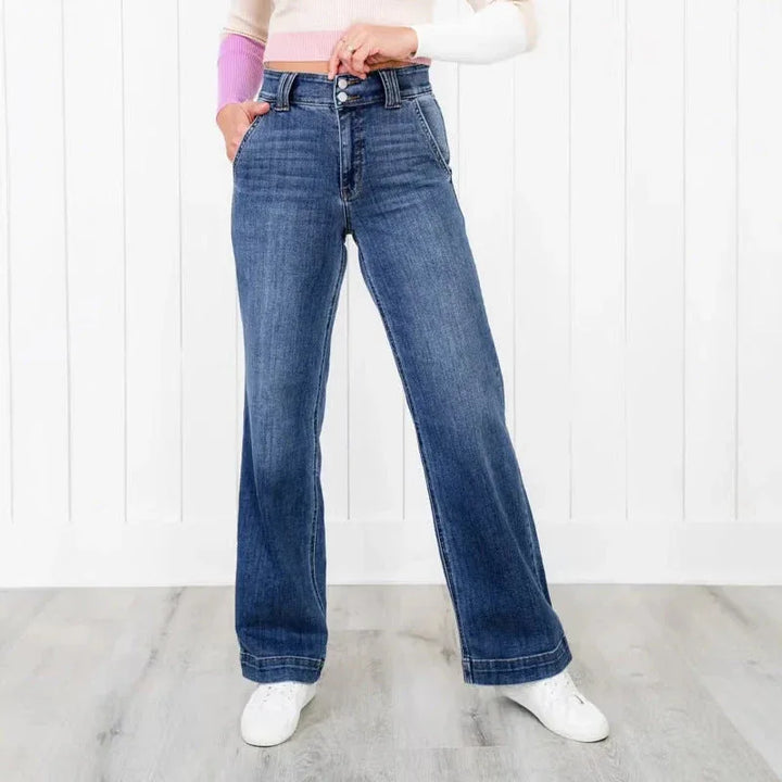 TALLIS™ – Comfy Double Down Wide Leg Jeans - MABEL LONDON