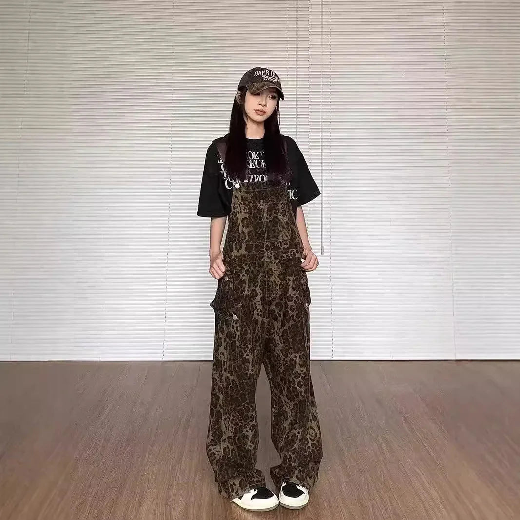LUNTIAN™ – Vintage Leopard Wide-Leg Overall Jumpsuit - MABEL LONDON