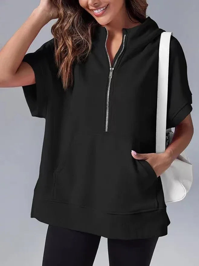 HISPER™ - Relaxed Oversized Half-Zip Summer Hoodie - MABEL LONDON