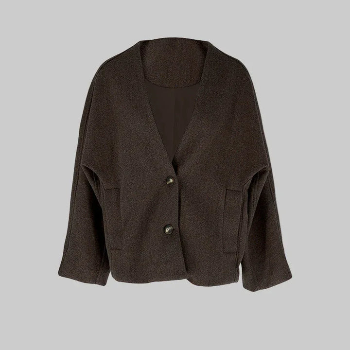 LAYA™ - Chic Button Down Long Sleeve V-Neck Coat - MABEL LONDON