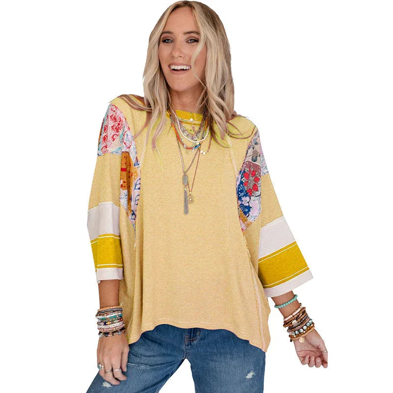 BAILEY™ – Lightweight Patchwork Batwing Top - MABEL LONDON