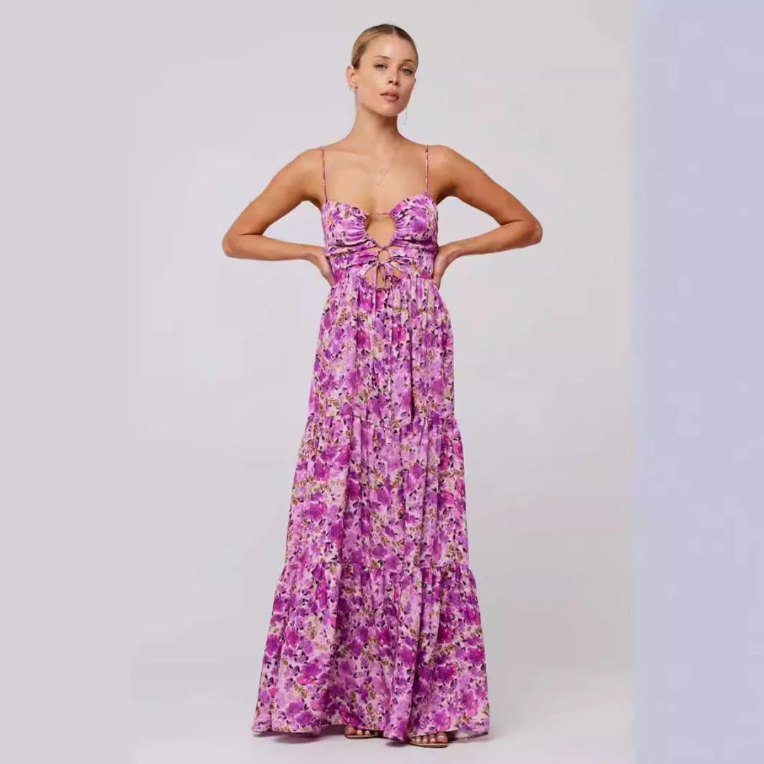 MARSHA™ - Chic Sleeveless Cross Tie-Up Front Summer Maxi Dress - MABEL LONDON