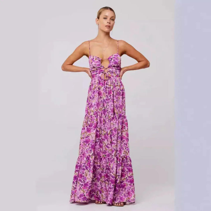 MARSHA™ - Chic Sleeveless Cross Tie-Up Front Summer Maxi Dress - MABEL LONDON