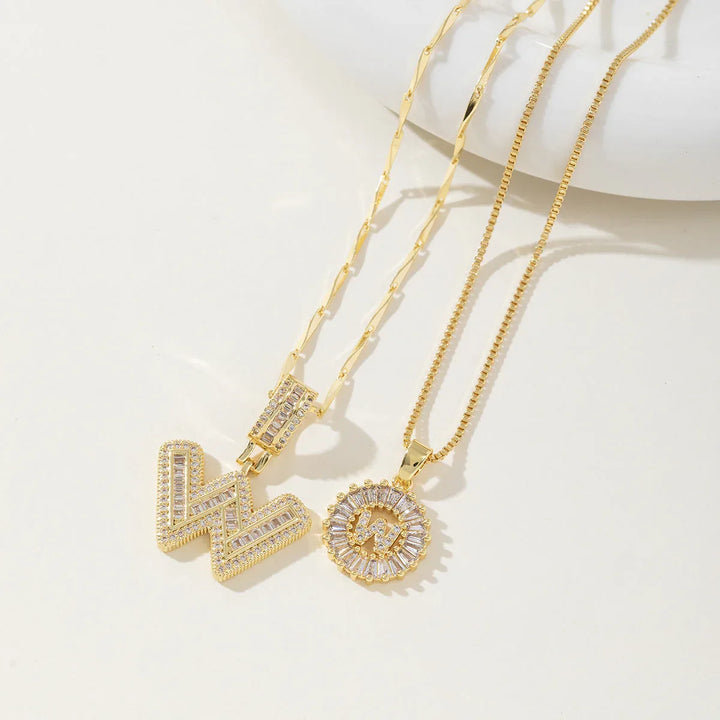 AISHA™ - Elegant 2-Pack Initial Letter Pendant Necklaces - MABEL LONDON