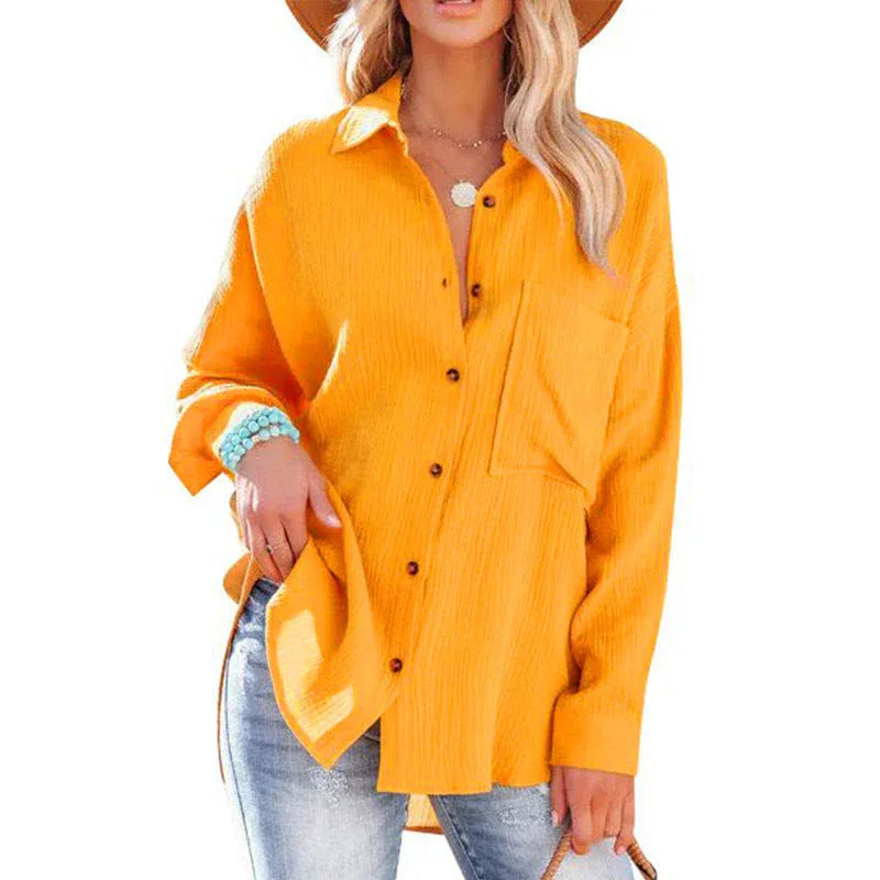 WOLLY™ - Casual Button Down Long Sleeve Blouse - MABEL LONDON