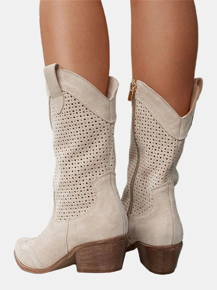 Piper | Perforated Ankle Boots - MABEL LONDON