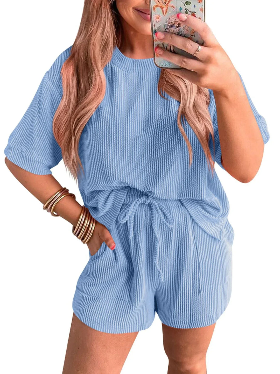 LAYLANI™ - Casual Summer Lounge Sweatshirt and Shorts Co-Ord - MABEL LONDON