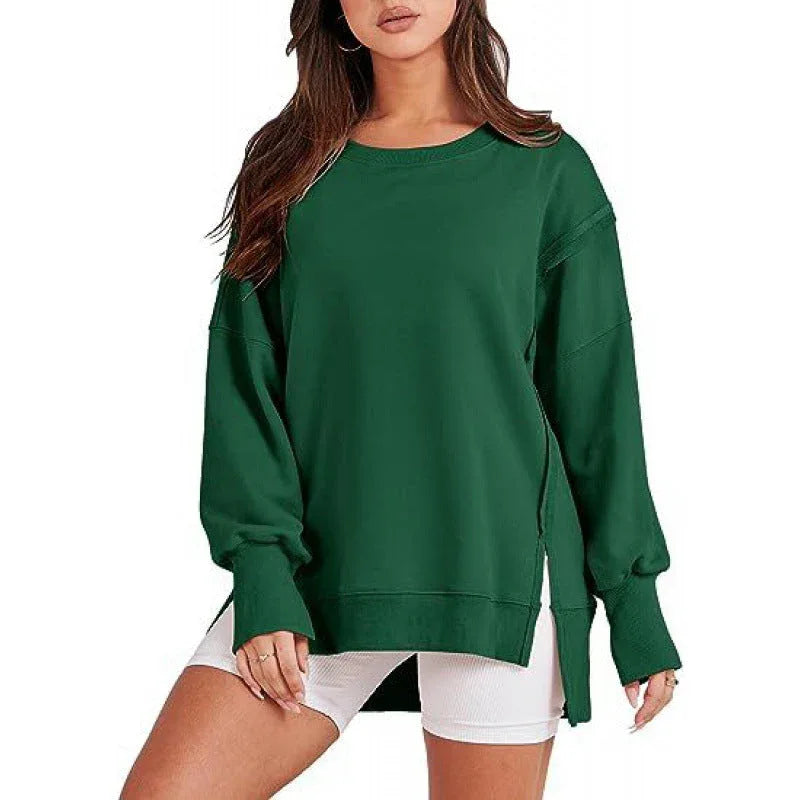 DAMIT™ - Casual Oversized Long Sleeve Crewneck Sweatshirt - MABEL LONDON