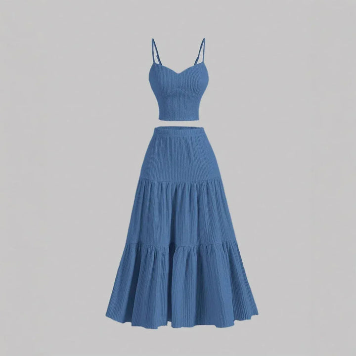 DALI™ - Comfy Sleeveless Crop Top and A-Line Skirt Set - MABEL LONDON