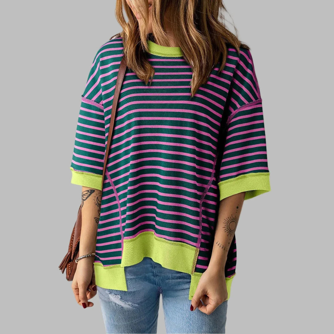 LORELEI™ - Casual Oversized Striped Pullover Top - MABEL LONDON
