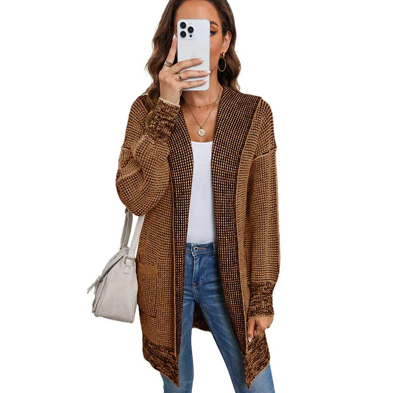 IRISH™ - Oversized Plaid Chunky Knit Open Front Cardigan - MABEL LONDON