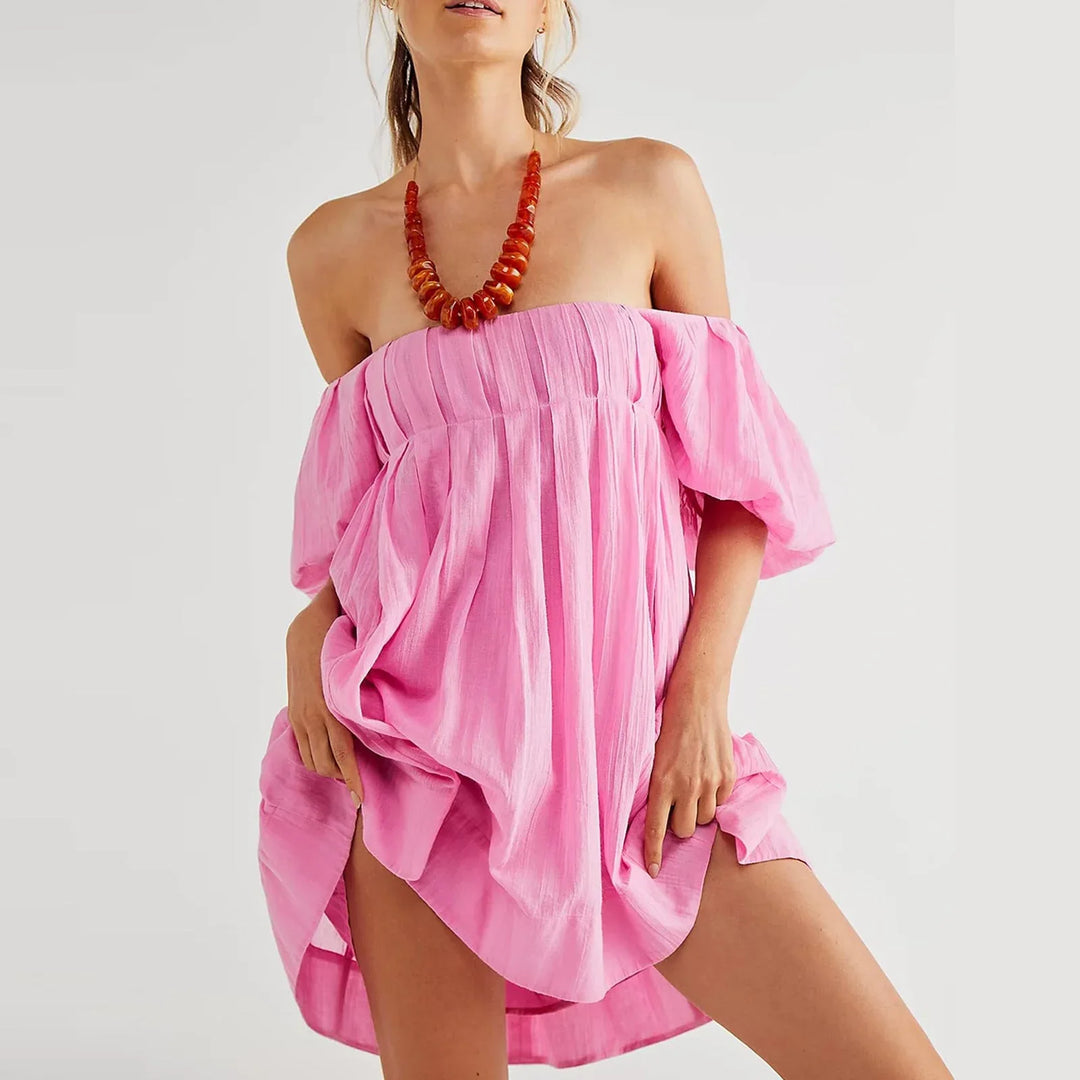 DALAWA™ - Chic Summer Puff Sleeve Square Neck Mini Dress - MABEL LONDON