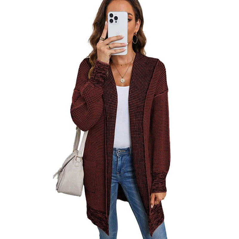 IRISH™ - Oversized Plaid Chunky Knit Open Front Cardigan - MABEL LONDON