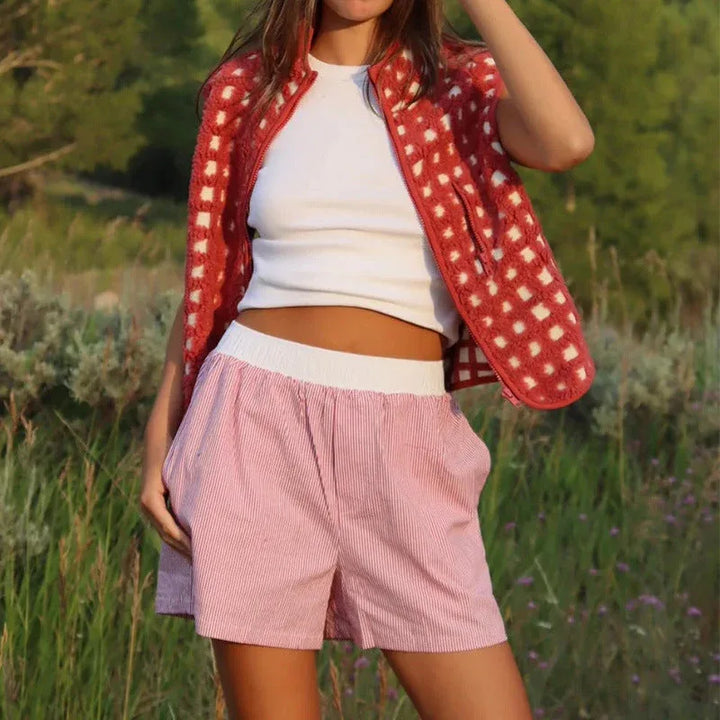 CONCUELO™ – Casual Plaid Sleeveless Zip-Up Vest - MABEL LONDON