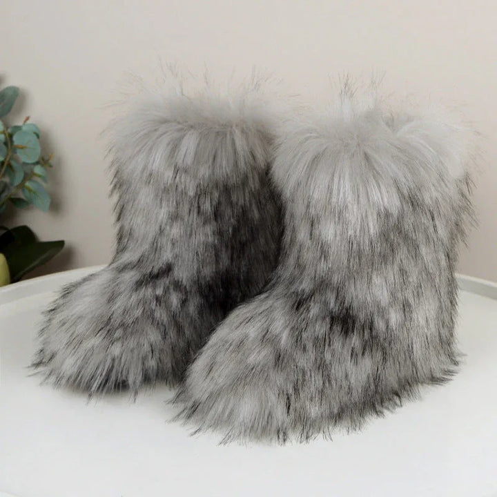 HIRA™ - Chic Trendy Furry Mid Length Winter Boots - MABEL LONDON