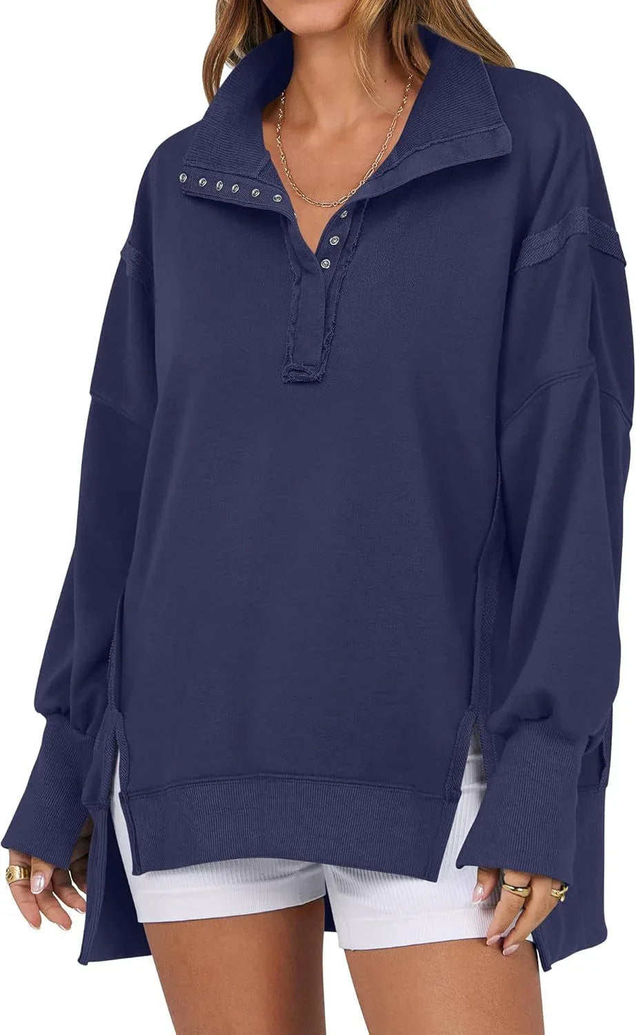 KAYLIE™ - Chic Oversized Button-Up Sweatshirt - MABEL LONDON