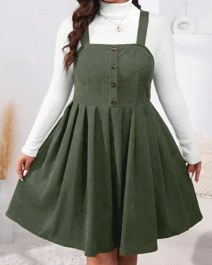 NADELEINE™ - Casual Plus Size Pleated A-Line Sleeveless Mini Dress - MABEL LONDON