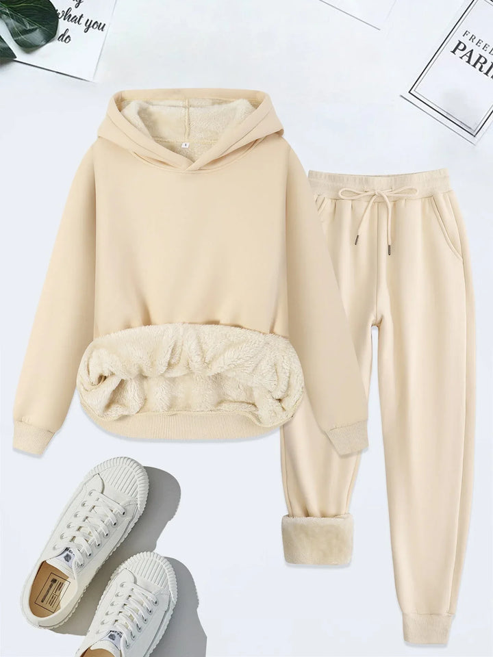 FORDA™ - Cozy Solid Color Hoodie and Drawstring Pants Set - MABEL LONDON