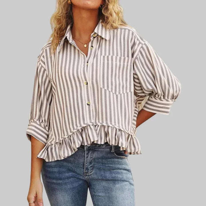 KOLET™ - Casual Summer Ruffled Button Down Blouse - MABEL LONDON